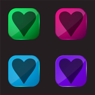 Black Heart Love Symbol four color glass button icon