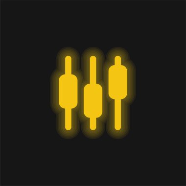 Box Plot yellow glowing neon icon