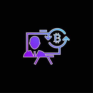 Bitcoin Presentation With Circular Arrows Symbol blue gradient vector icon