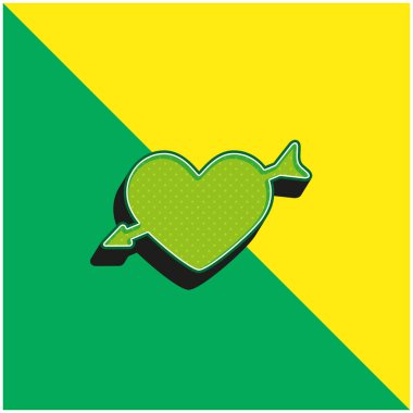 Arrow And Heart Green and yellow modern 3d vector icon logo