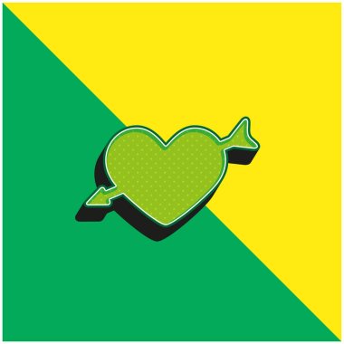Arrow And Heart Green and yellow modern 3d vector icon logo clipart