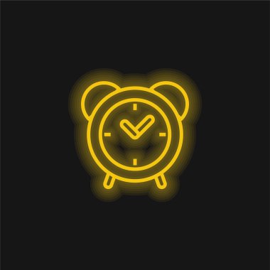 Alarm Saati sarı parlayan neon simgesi