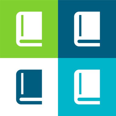 Kitap Düz 4 renk minimal simgesi seti