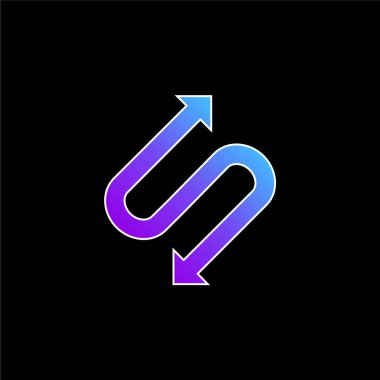 Arrow With Two Points In S Shape blue gradient vector icon