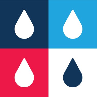 Blood Drop blue and red four color minimal icon set clipart