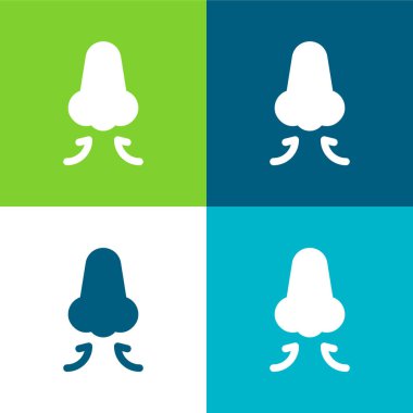 Breath In Flat four color minimal icon set