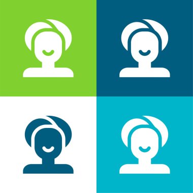 Güzellik Salonu Düz 4 renk simgesi seti