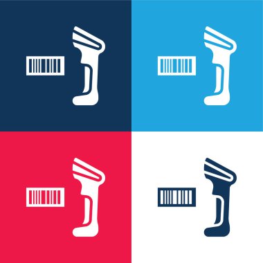 Barcode Scanner blue and red four color minimal icon set clipart