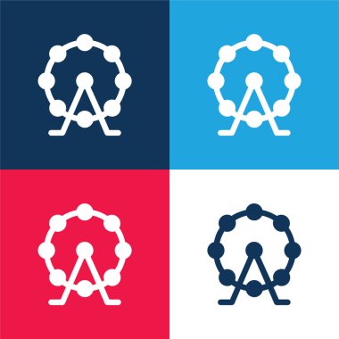 Big Ferris Wheel blue and red four color minimal icon set