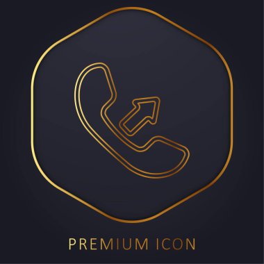 Answer A Call Interface Symbol Of Auricular With An Arrow golden line premium logo or icon