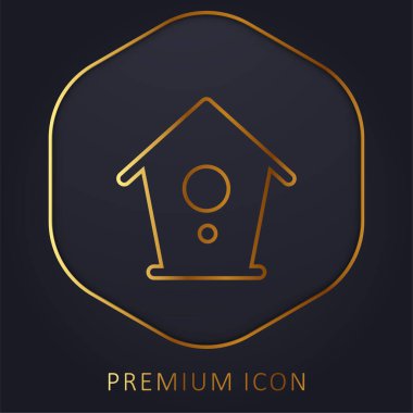 Kuş evi altın çizgisi prim logosu veya simgesi
