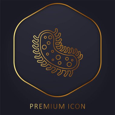 Bakteri altın çizgi premium logosu veya simgesi