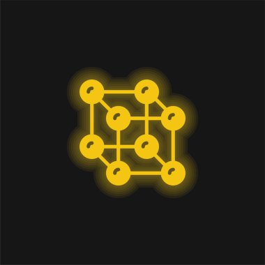 Atomlar sarı parlayan neon simgesi