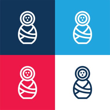 Baby Outline blue and red four color minimal icon set