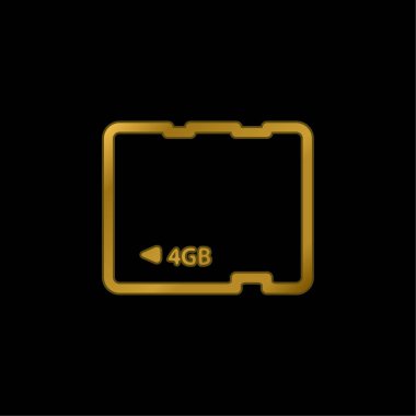 4Gb Card gold plated metalic icon or logo vector