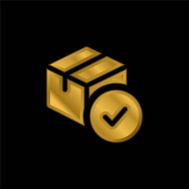 Altın kaplama metalik simge veya logo vektörünü onayla