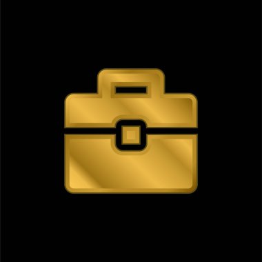 Evrak çantası altın kaplama metalik simge veya logo vektörü