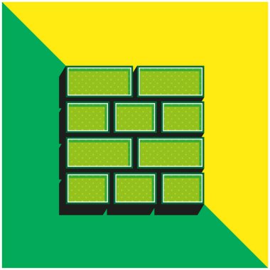 Bricks Layout Green and yellow modern 3d vector icon logo