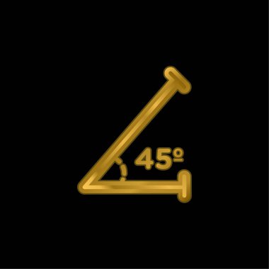 Acute Angle Of 45 Degrees gold plated metalic icon or logo vector clipart
