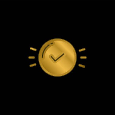 Altın kaplama metalik simge veya logo vektörünü onayla