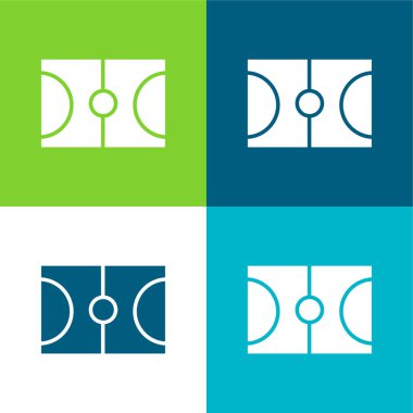 Basketbol Düz 4 renk minimal simge seti