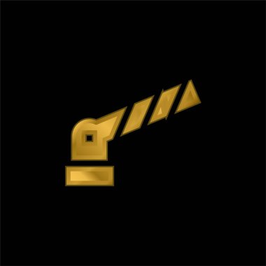 Bariyer altın kaplama metalik simge veya logo vektörü