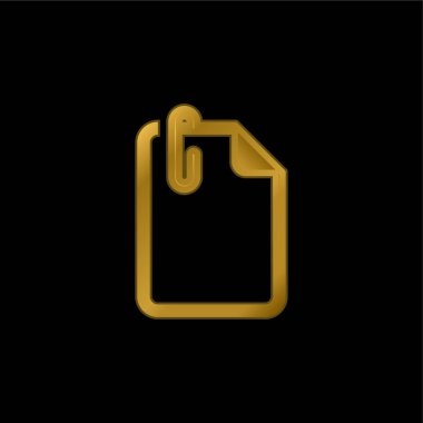 Attach File gold plated metalic icon or logo vector