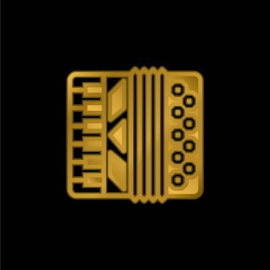 Accordion gold plated metalic icon or logo vector clipart