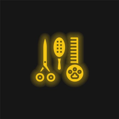 Beauty Saloon yellow glowing neon icon