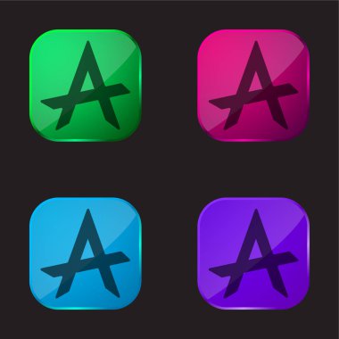 Anarchy four color glass button icon clipart