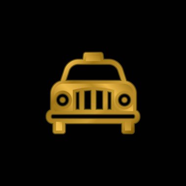 Airport Taxi gold plated metalic icon or logo vector