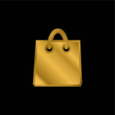 Black Shopping Bag Tool gold plated metalic icon or logo vector