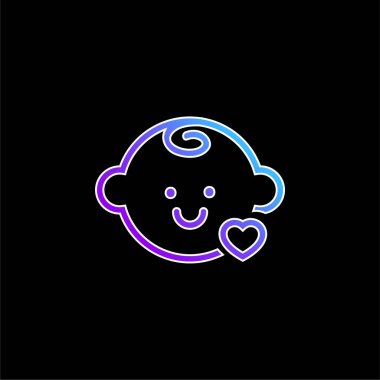 Baby Head With A Small Heart Outline blue gradient vector icon