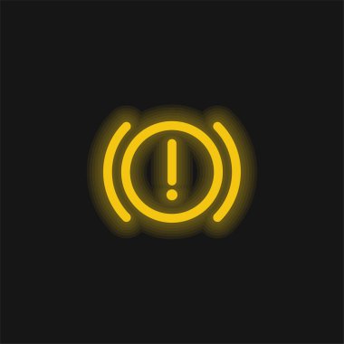 Brake System Warning yellow glowing neon icon