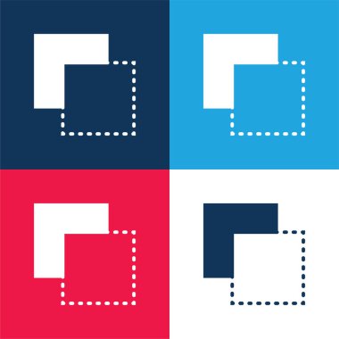 Arkaplan mavi ve kırmızı dört renk en düşük simge kümesi