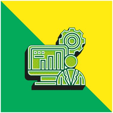 Yönetici Yeşil ve Sarı Modern 3D vektör simgesi logosu