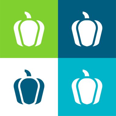 Bell Pepper Flat four color minimal icon set clipart