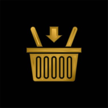 Sepet altın kaplama metalik simge veya logo vektörü