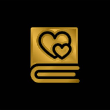 Kitap altın kaplamalı metalik simge veya logo vektörü