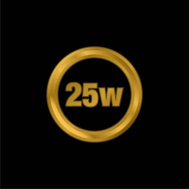 25 Watts Lamp Indicator gold plated metalic icon or logo vector clipart