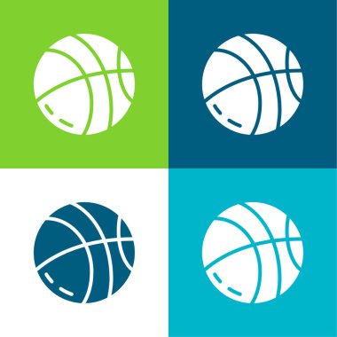 Basketbol Topu Düz Dört Renk En düşük simge kümesi