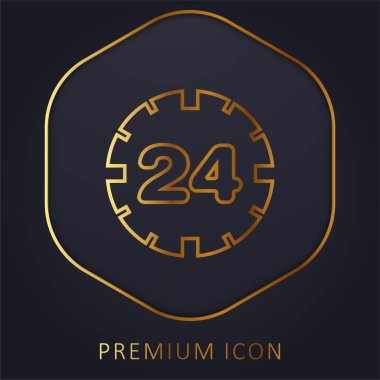24 Hours Service Symbol golden line premium logo or icon