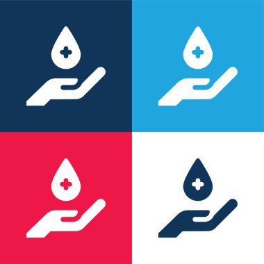 Kan Düşürme Mavi ve kırmızı En düşük simge seti