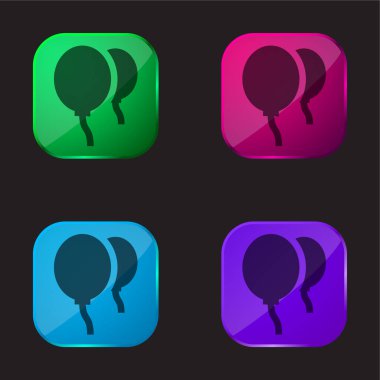 Balonlar dört renkli cam düğme simgesi