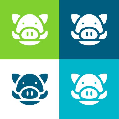 Boar Flat four color minimal icon set