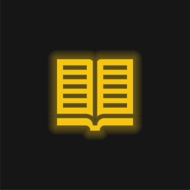 Kitap sarı parlak neon simgesi