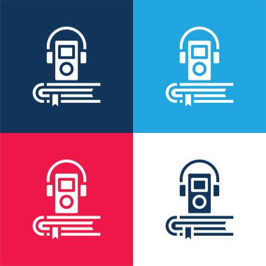 Ses Defteri mavi ve kırmızı dört renk minimal simgesi