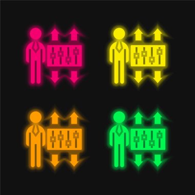 Adaptation four color glowing neon vector icon clipart