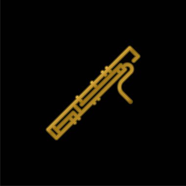Bassoon gold plated metalic icon or logo vector clipart