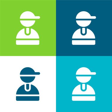 Oğlan Düz 4 renk en küçük simge seti